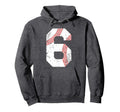 Baseball 6 Jersey Number Hoodie - Minimalist Print for Adults - T-Shirt, Sweatshirt, Hoodie