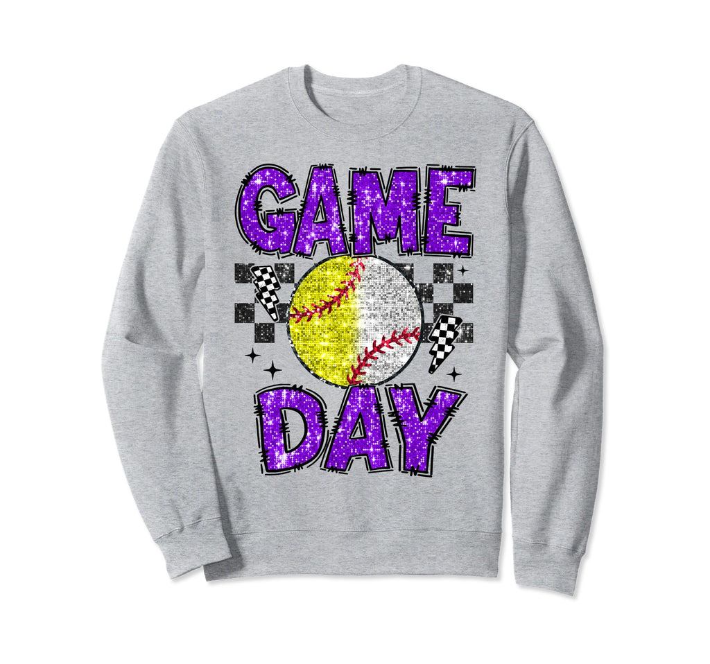 Softball Game Day Baseball Game Day Sweatshirt - Graphic Print Men Women - T-Shirt, Sweatshirt, Hoodie
