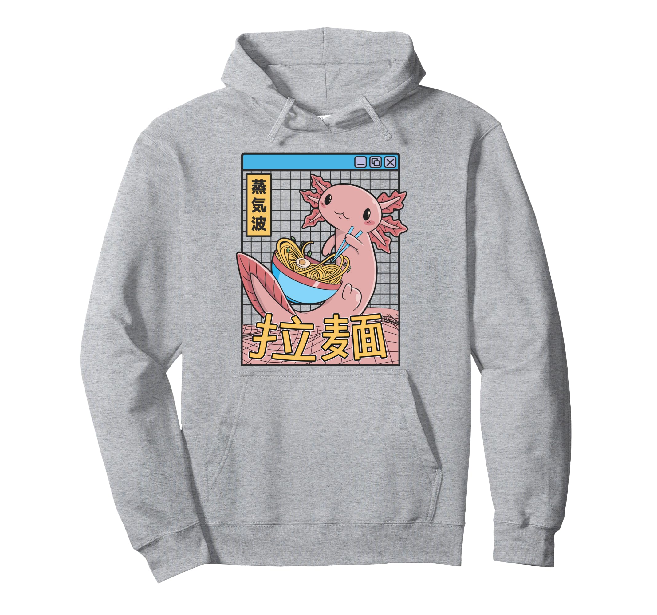 Axolotl Ramen Noodles Kawaii Vaporwave Hoodie - Unique Graphic for Adults - T-Shirt, Sweatshirt, Hoodie