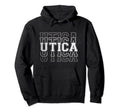 Utica New York Ny Distressed Hoodie - Minimalist Print Men Women - T-Shirt, Sweatshirt, Hoodie