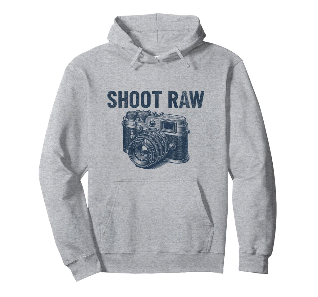 Shoot Raw Camera Photographer Mens Hoodie - Custom Art Print for Adults - T-Shirt, Sweatshirt, Hoodie