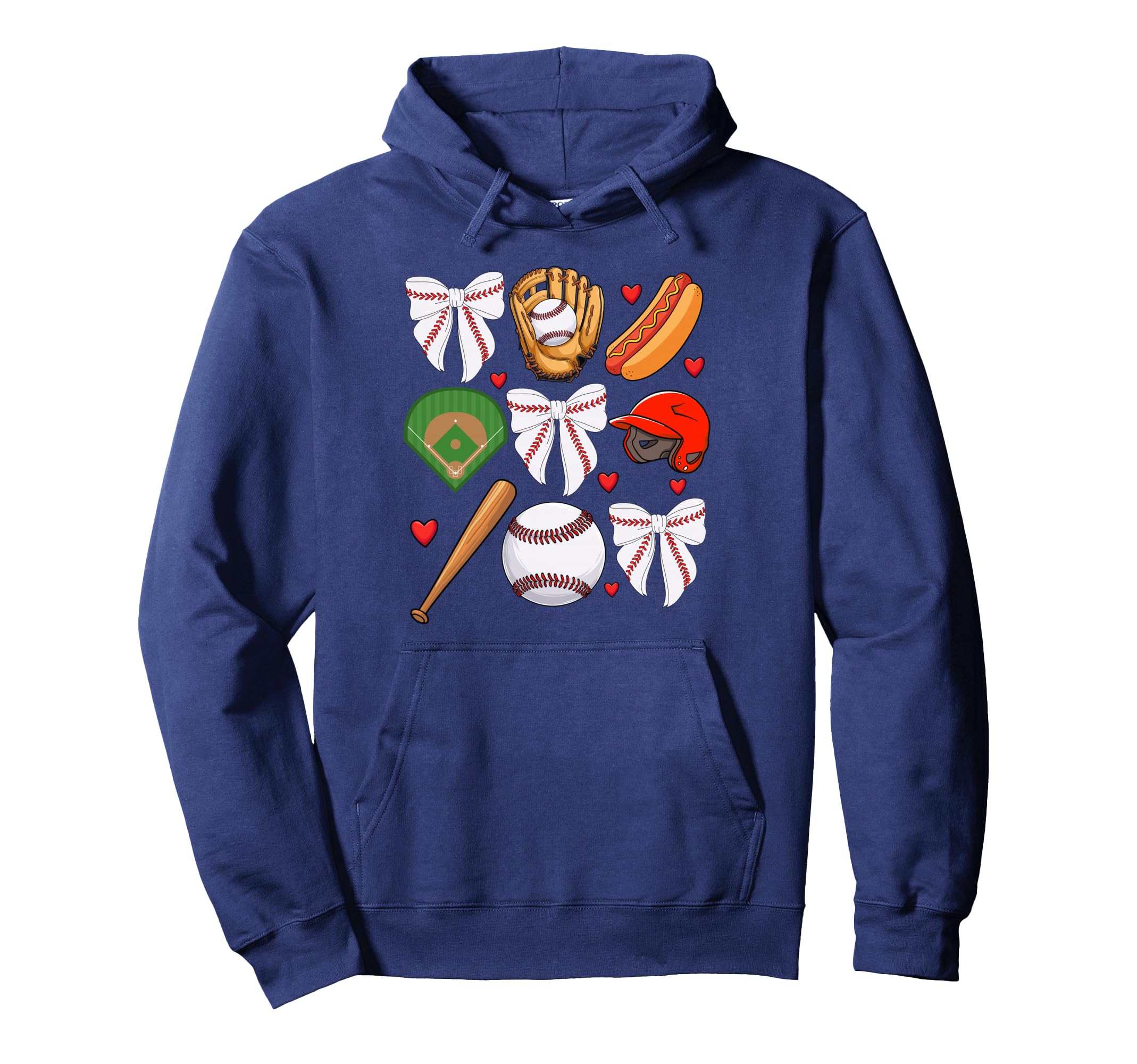 Baseball Coquette Bow Baseball Cheer Hoodie - Custom Art Print for Adults - T-Shirt, Sweatshirt, Hoodie