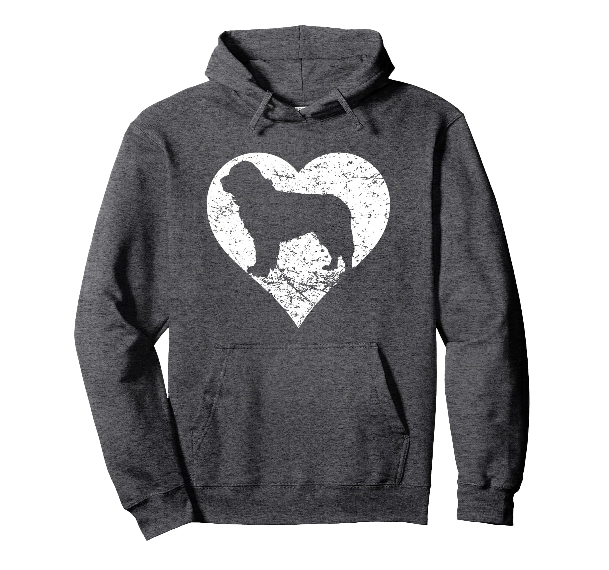 Distressed Newfoundland Heart Dog Owner Hoodie - Graphic Print for Adults - T-Shirt, Sweatshirt, Hoodie