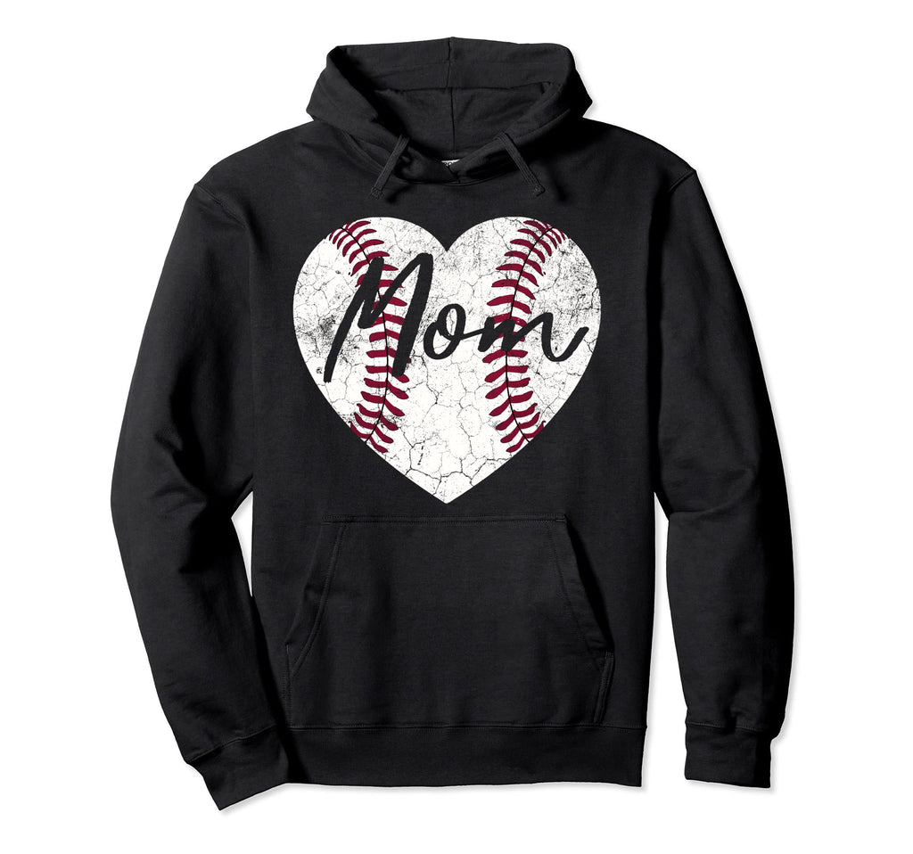 Baseball Heart Softball Birthday Mom Hoodie - Novelty Apparel for Adults - T-Shirt, Sweatshirt, Hoodie