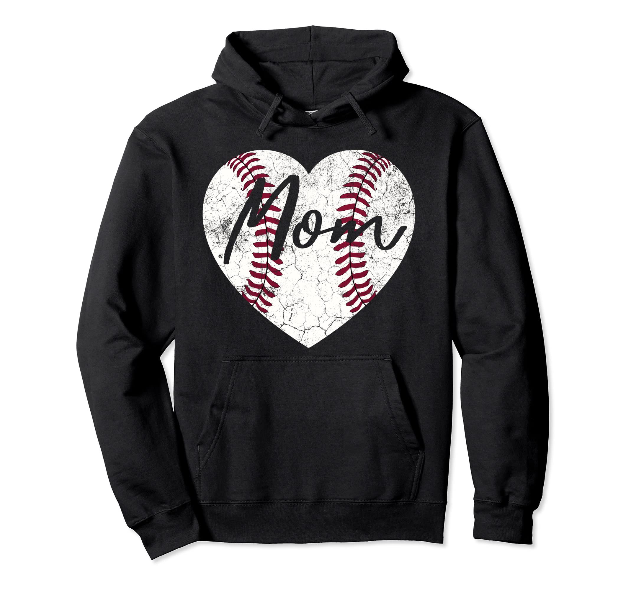 Baseball Heart Softball Birthday Mom Hoodie - Novelty Apparel for Adults - T-Shirt, Sweatshirt, Hoodie