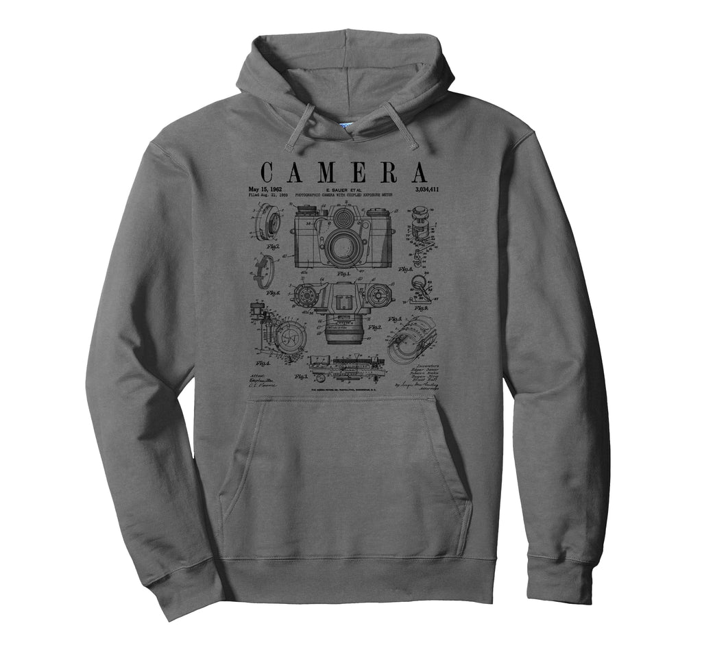 Photography Camera Patent Drawing Hoodie - Fun Novelty Design Men Women - T-Shirt, Sweatshirt, Hoodie