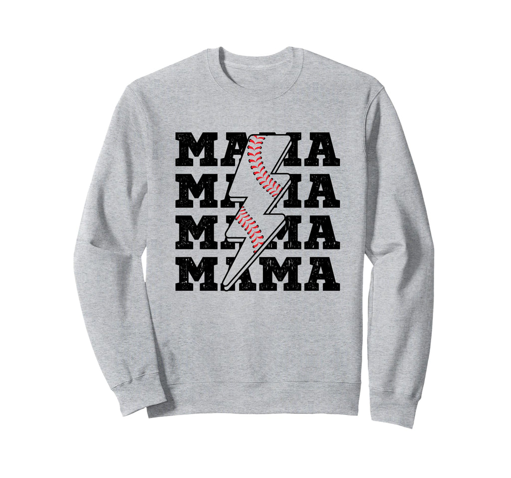 Baseball Mama Distressed Lightning Bolt Sweatshirt - Unique Graphic Unisex - T-Shirt, Sweatshirt, Hoodie