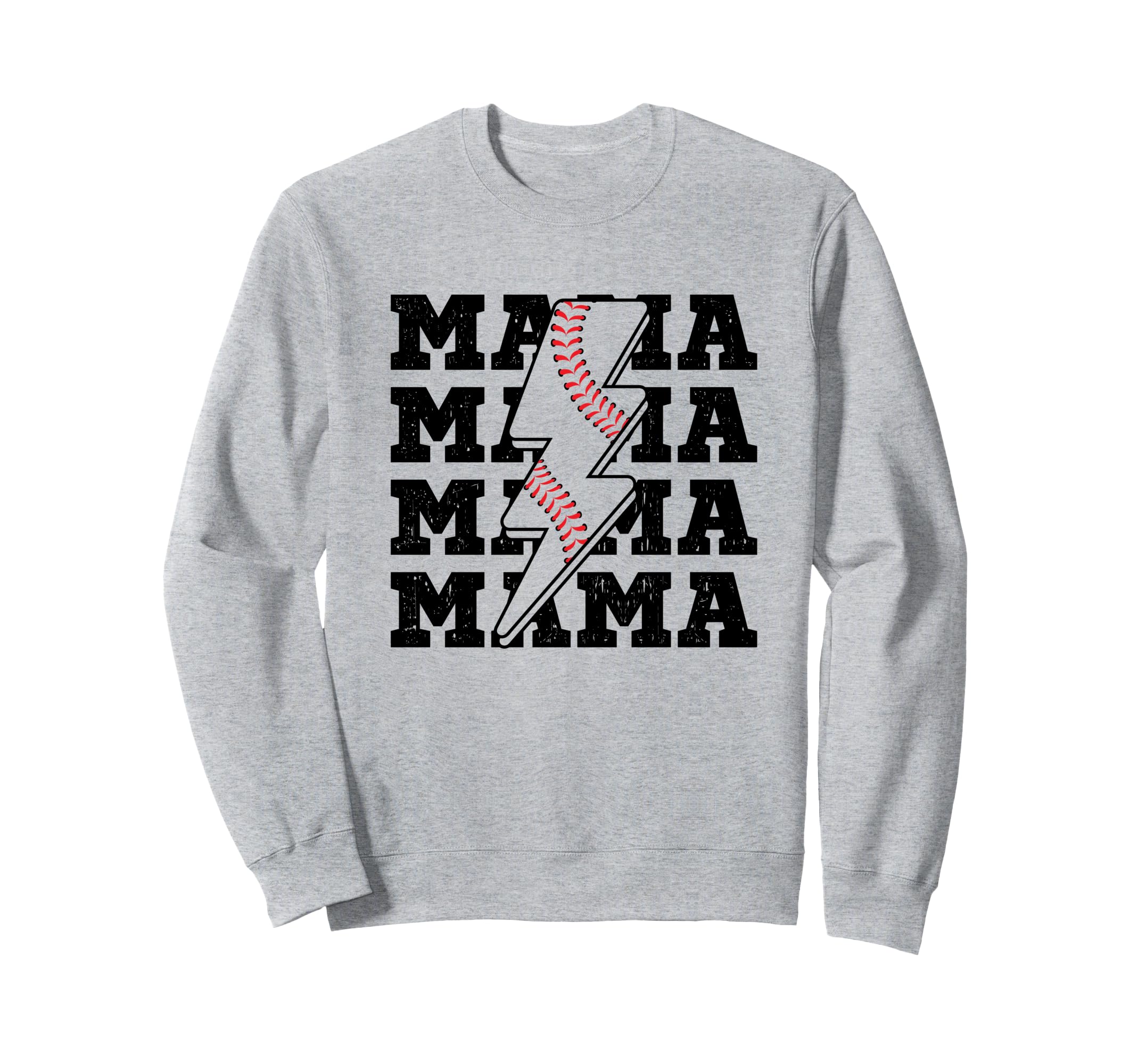 Baseball Mama Distressed Lightning Bolt Sweatshirt - Unique Graphic Unisex - T-Shirt, Sweatshirt, Hoodie