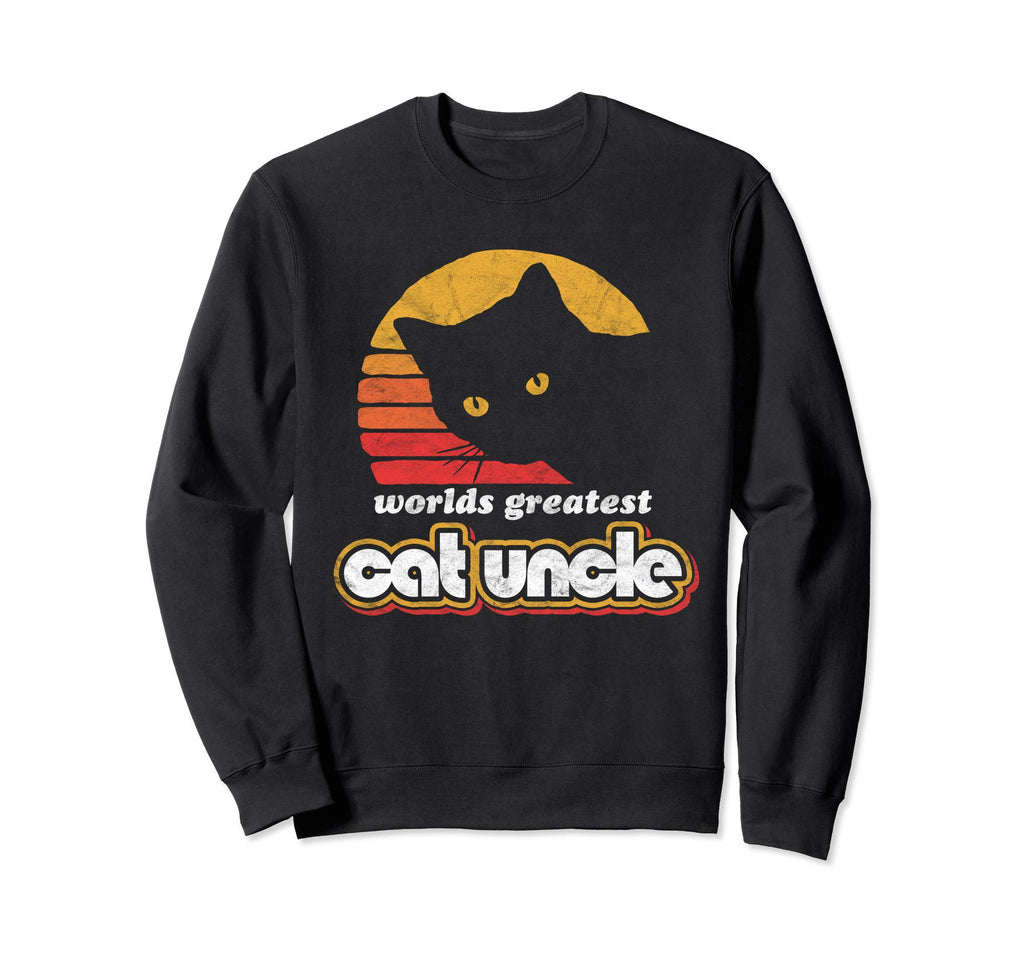 Greatest Cat Uncle Distressed Cat 80S Sweatshirt - Novelty Apparel Unisex - T-Shirt, Sweatshirt, Hoodie