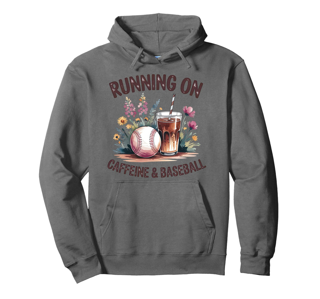 Baseball Mom Iced Coffee Caffeine Hoodie - Minimalist Print Unisex - T-Shirt, Sweatshirt, Hoodie