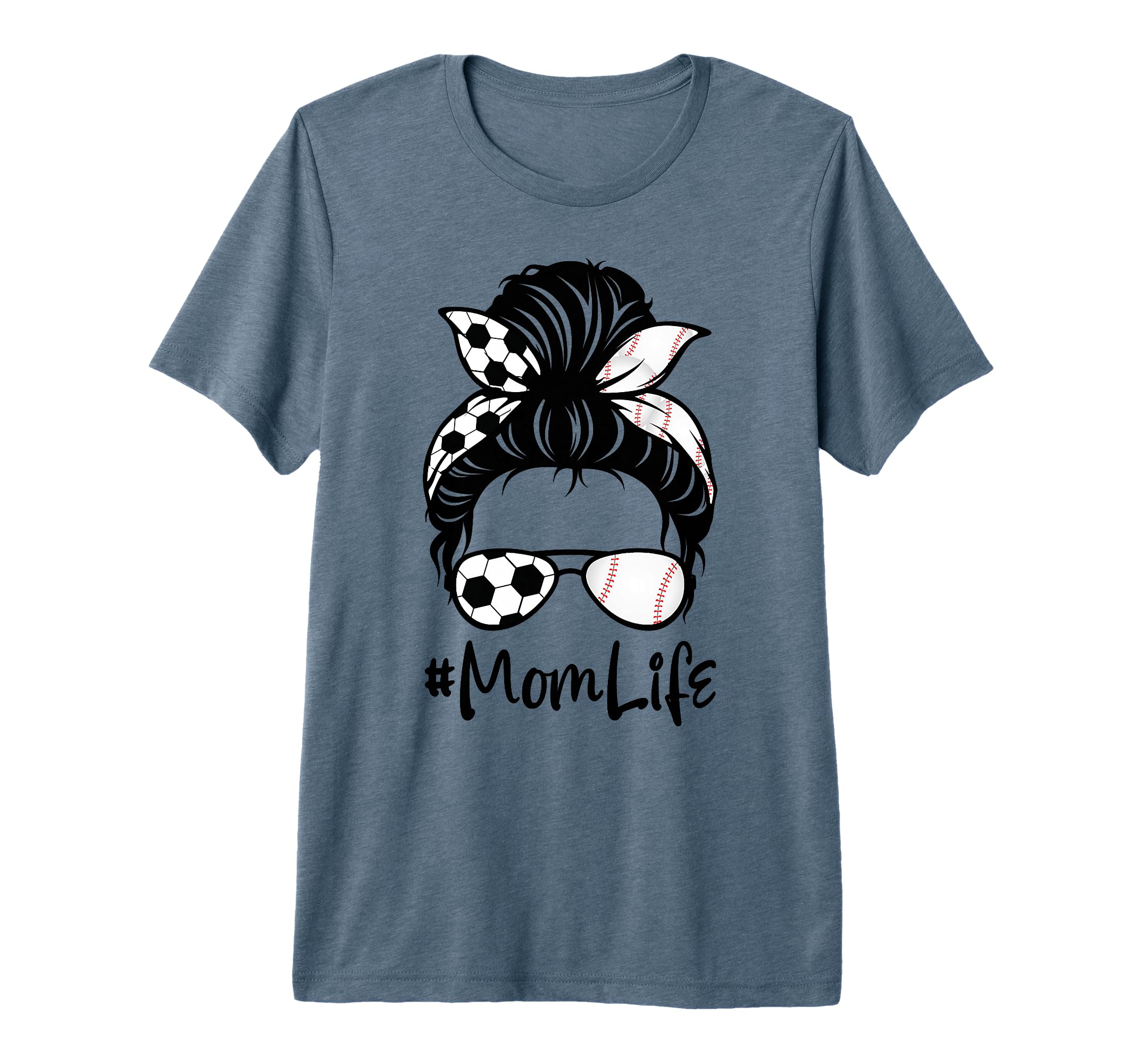 Womens Mom Life Soccer Messy Bun T-Shirt - Unique Graphic Men Women - T-Shirt, Sweatshirt, Hoodie