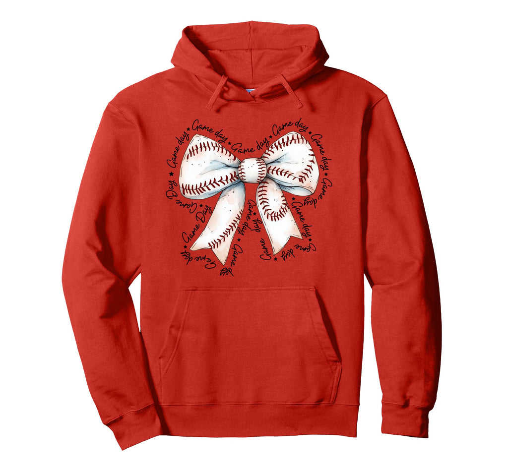 Coquette Baseball Game Day Baseball Bow Hoodie - Unique Graphic for Adults - T-Shirt, Sweatshirt, Hoodie