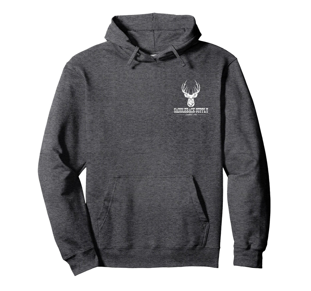 Saddleback Deer Hunting White Logo Hoodie - Minimalist Print for Adults - T-Shirt, Sweatshirt, Hoodie