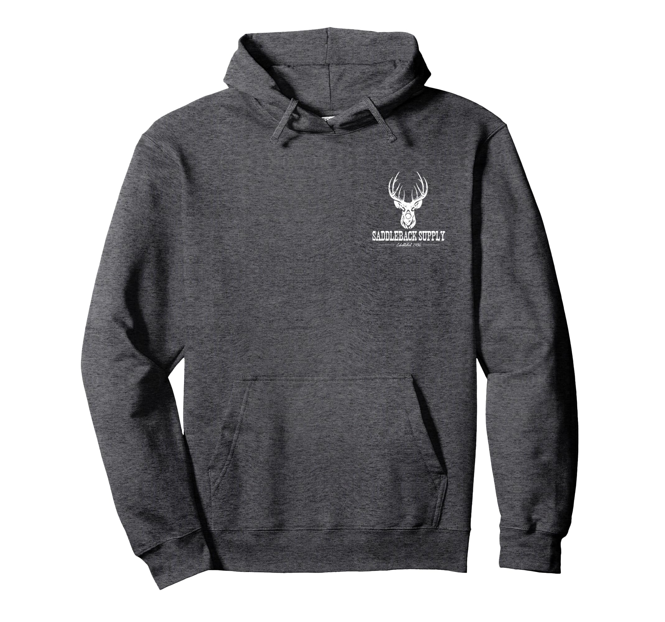 Saddleback Deer Hunting White Logo Hoodie - Minimalist Print for Adults - T-Shirt, Sweatshirt, Hoodie