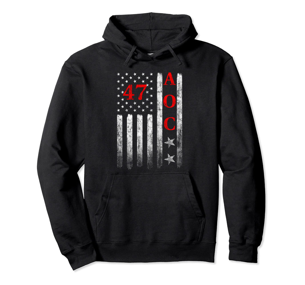 2024 Aoc President American Flag Hoodie - Minimalist Print for Adults - T-Shirt, Sweatshirt, Hoodie