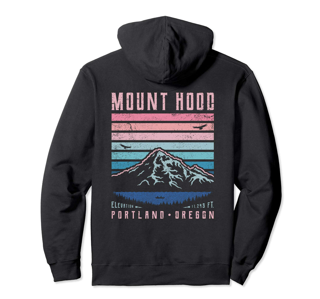 Mt Hood Portland Oregon Mountain Sunset Hoodie - Graphic Print Men Women - T-Shirt, Sweatshirt, Hoodie