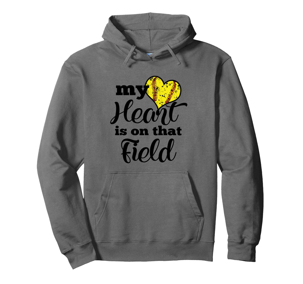 Baseball Parent Mom Dad My Heart Is Hoodie - Novelty Apparel Men Women - T-Shirt, Sweatshirt, Hoodie