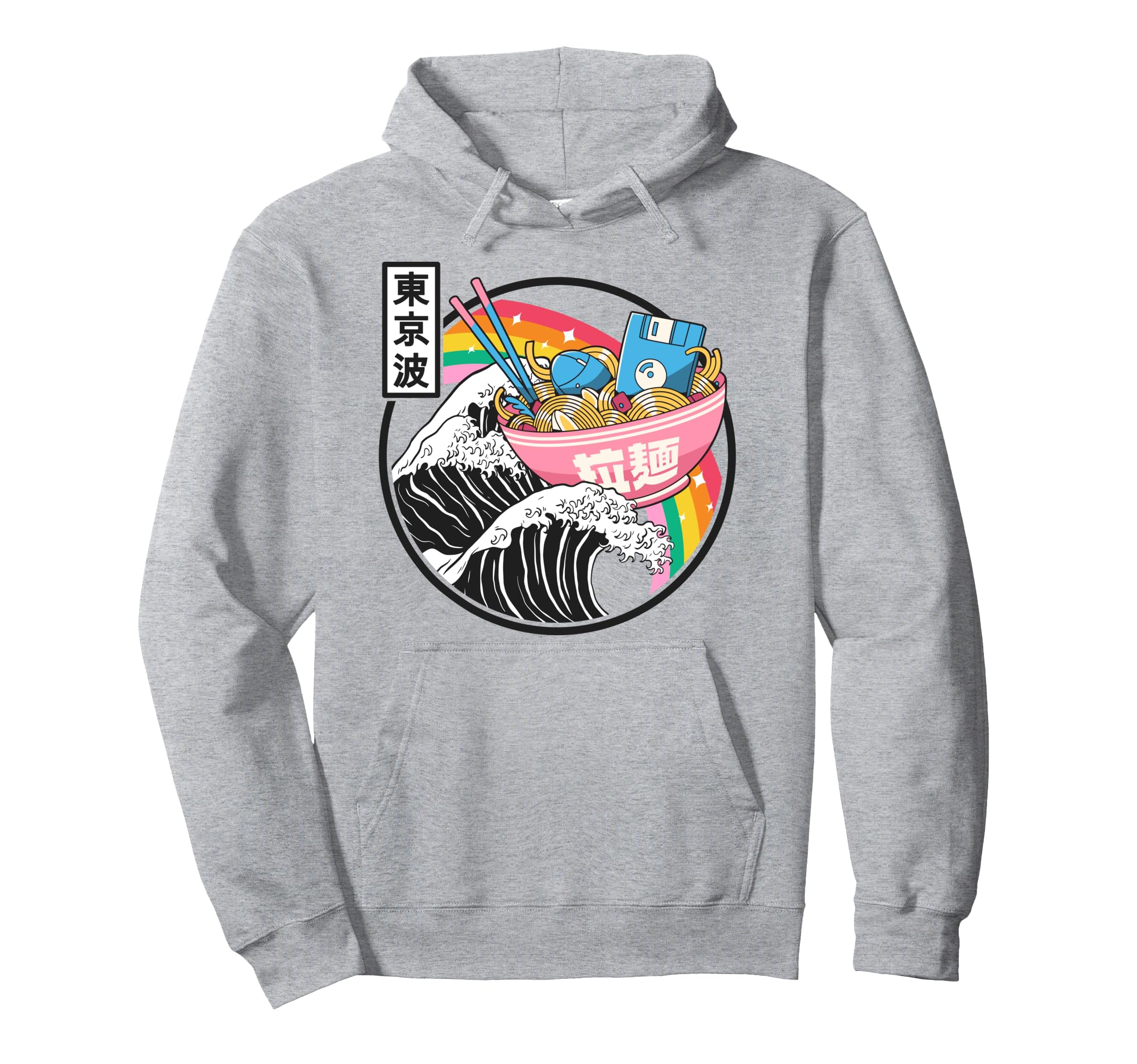 Digital Ramen Bowl Kanagawa Wave Hoodie - Streetwear Style for Adults - T-Shirt, Sweatshirt, Hoodie