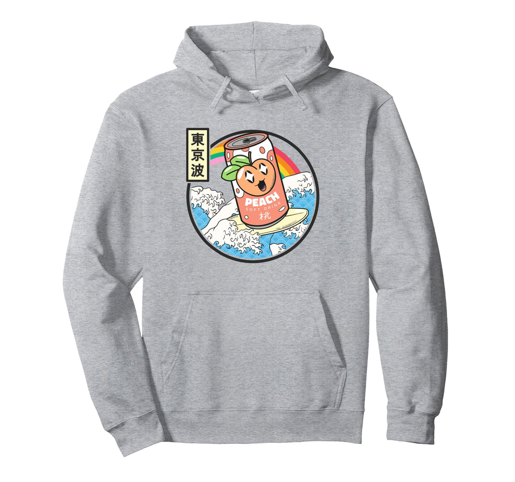 Surfing Peach Soda Japanese Waves Vaporwave Hoodie - Unique Graphic Unisex - T-Shirt, Sweatshirt, Hoodie