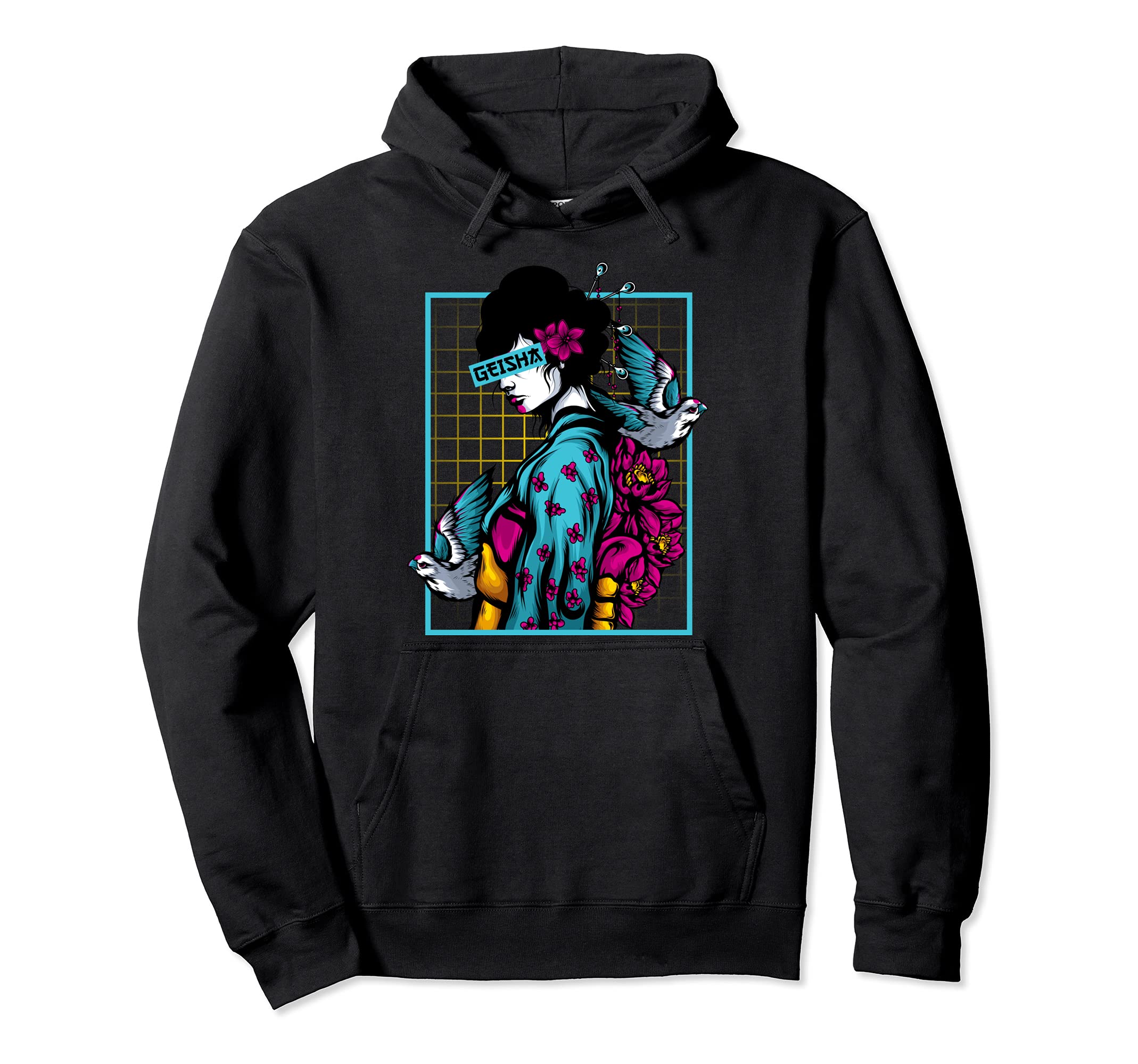 Kawaii Geisha Japanese Tradition Hoodie - Minimalist Print Men Women - T-Shirt, Sweatshirt, Hoodie