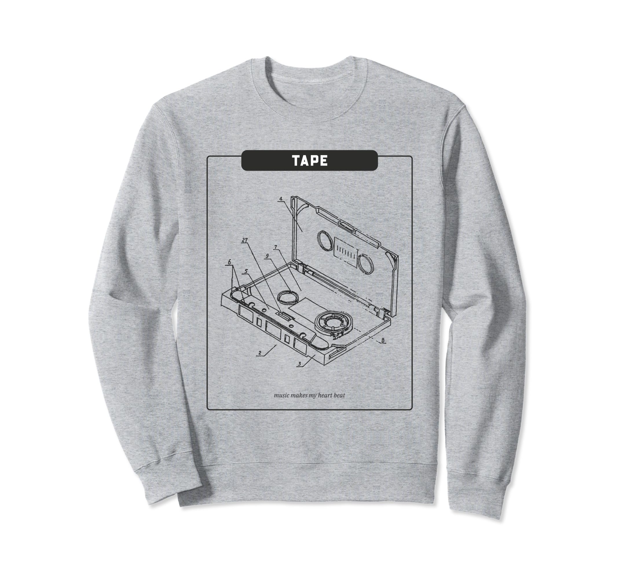 Tape Music Makes My Heart Beat Sweatshirt - Streetwear Style Men Women - T-Shirt, Sweatshirt, Hoodie