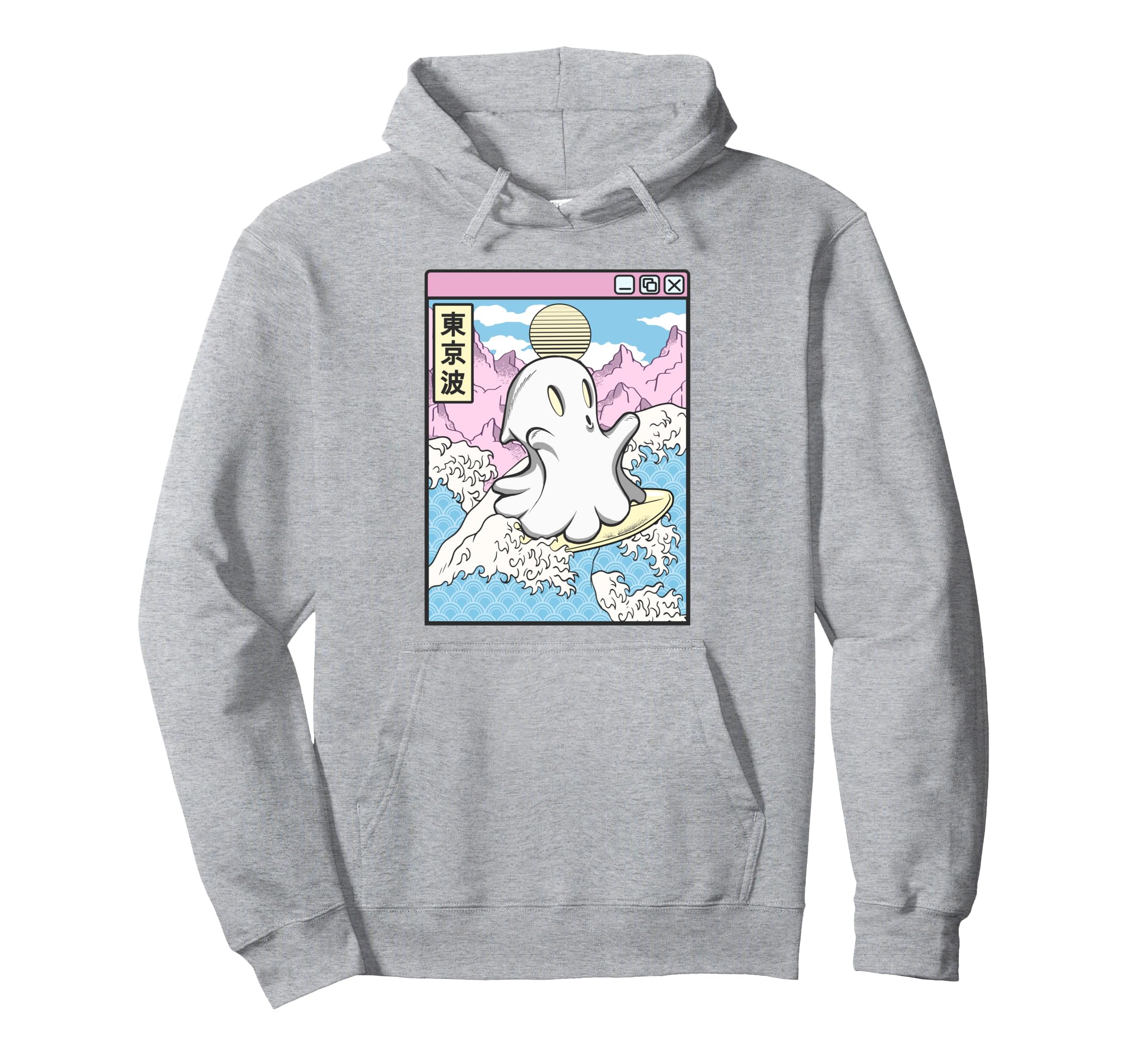 Surfing Ghost Japanese Waves Anime Hoodie - Graphic Print for Adults - T-Shirt, Sweatshirt, Hoodie