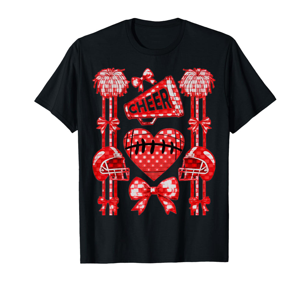 Football Cheer Mom Coquette Bow Mom T-Shirt - Graphic Print for Adults - T-Shirt, Sweatshirt, Hoodie
