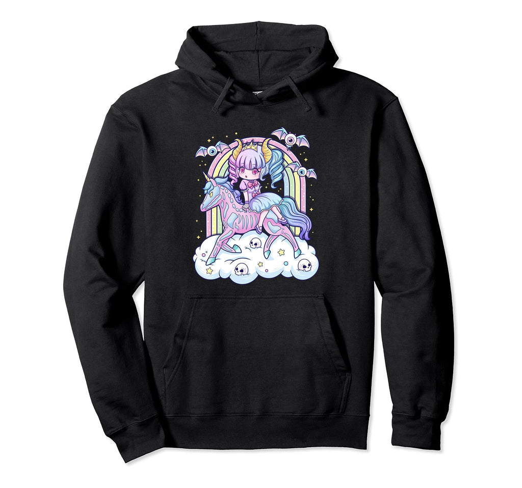 Kawaii Pastel Goth Creepy Sugar Skull Hoodie - Custom Art Print for Adults - T-Shirt, Sweatshirt, Hoodie