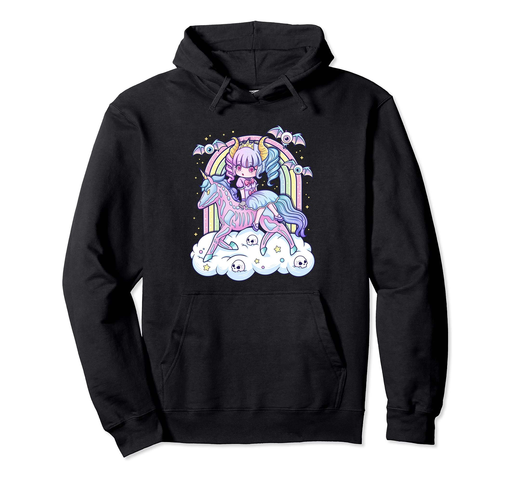 Kawaii Pastel Goth Creepy Sugar Skull Hoodie - Custom Art Print for Adults - T-Shirt, Sweatshirt, Hoodie