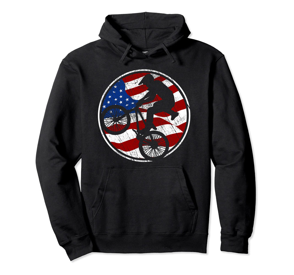 Bmx American Flag Usa Bmx Distressed Bmx Hoodie - Novelty Apparel Unisex - T-Shirt, Sweatshirt, Hoodie