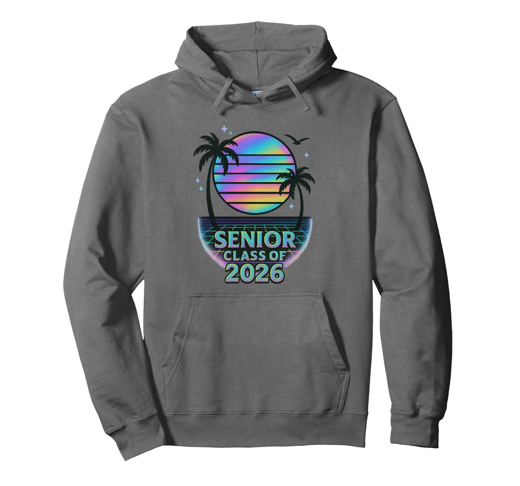 Senior Class 2026 Sunset Vaporwave Hoodie - Graphic Print Men Women - T-Shirt, Sweatshirt, Hoodie