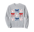 Red Blue Baseballs Bows Baseball Sweatshirt - Novelty Apparel Men Women - T-Shirt, Sweatshirt, Hoodie