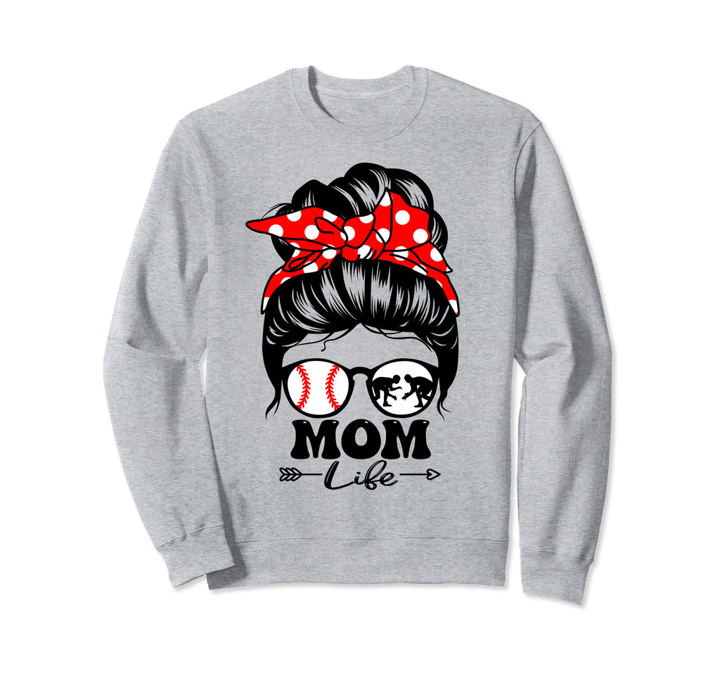 Mom Life Messy Bun Hair Funny Sweatshirt - Custom Art Print for Adults - T-Shirt, Sweatshirt, Hoodie