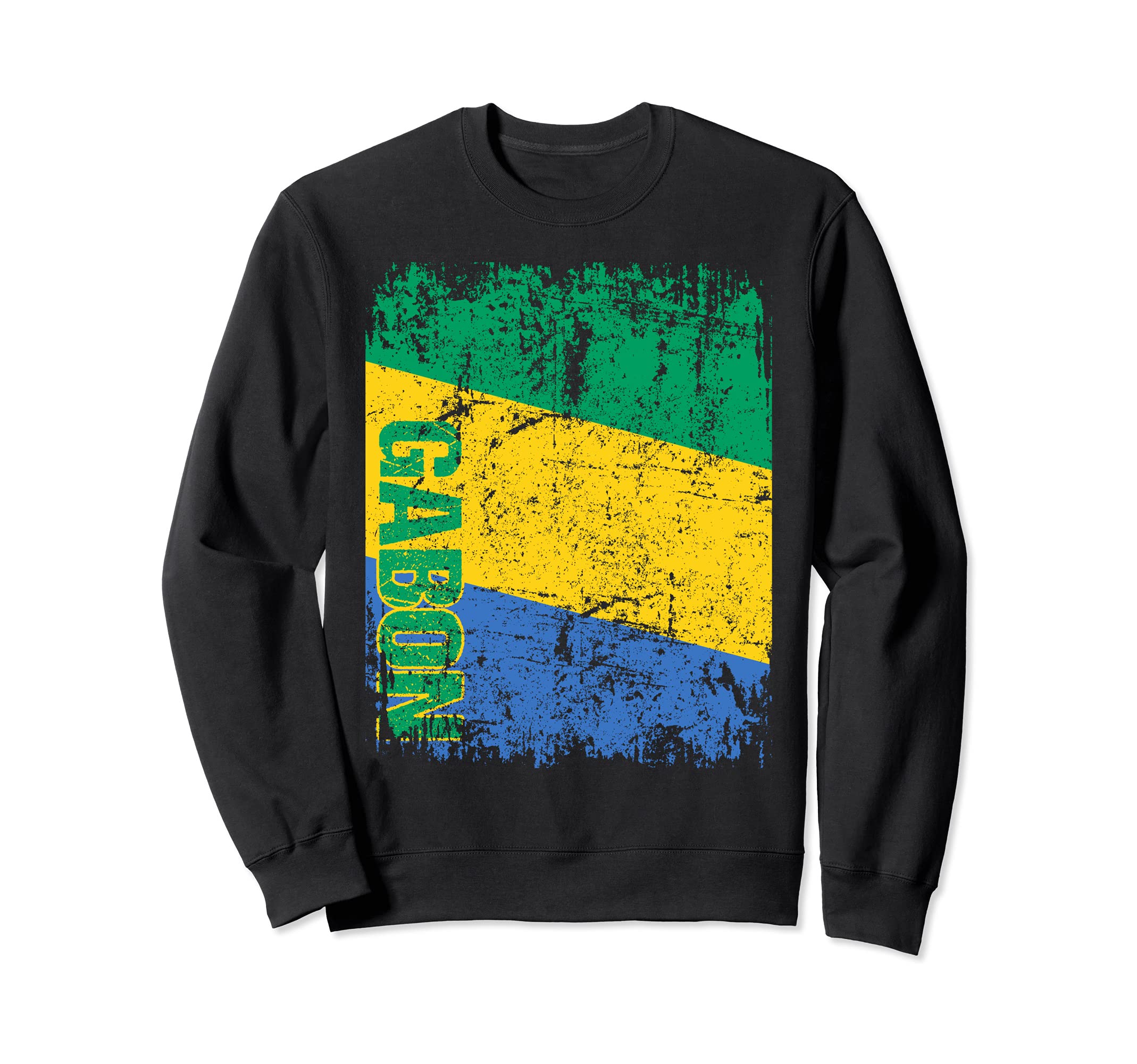 Gabon Flag Distressed Gabon Sweatshirt - Unique Graphic Men Women - T-Shirt, Sweatshirt, Hoodie