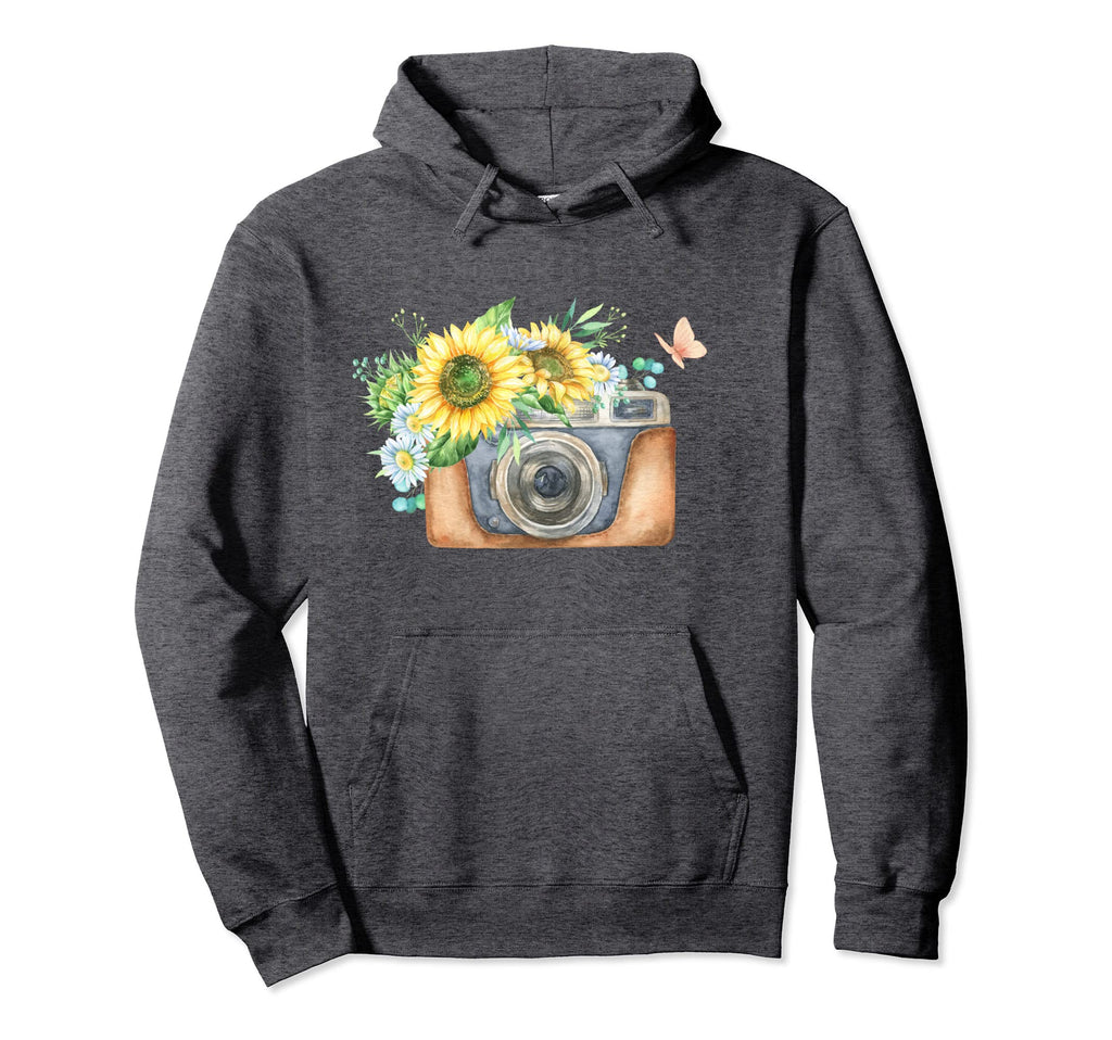 Camera Watercolor Flowers Photographer Hoodie - Novelty Apparel Men Women - T-Shirt, Sweatshirt, Hoodie