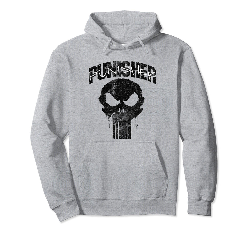 Marvel Punisher Distressed Punk Skull Chest Hoodie - Graphic Print Unisex - T-Shirt, Sweatshirt, Hoodie