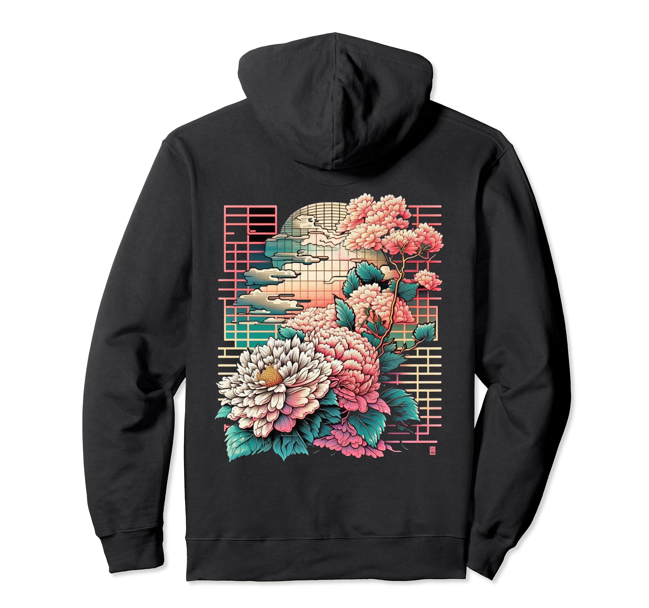 Japan Vaporwave Cherry Blossom Flowers Hoodie - Custom Art Print Unisex - T-Shirt, Sweatshirt, Hoodie