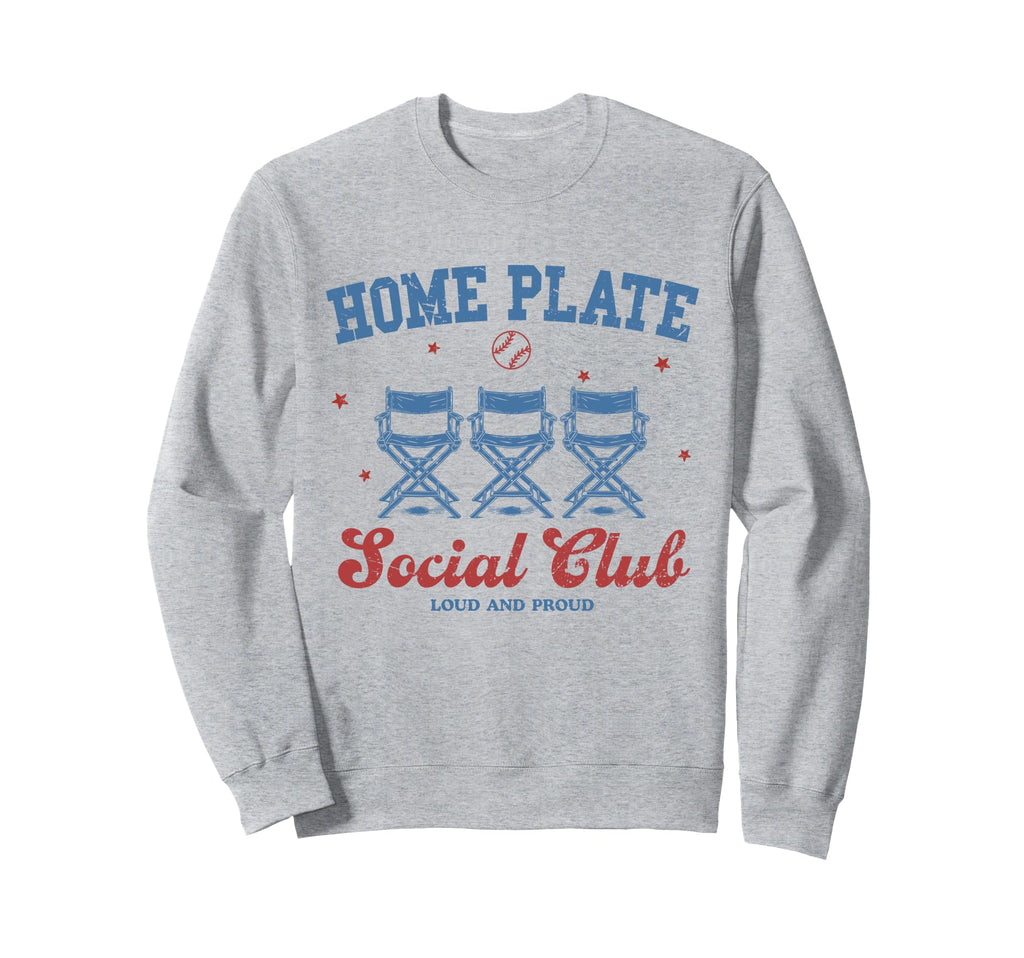 Trendy Home Plate Social Club Sweatshirt - Minimalist Print Men Women - T-Shirt, Sweatshirt, Hoodie
