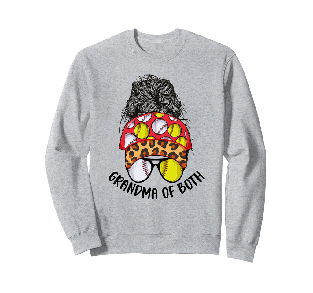 Grandma Both Messy Bun Softball Sweatshirt - Graphic Print Men Women - T-Shirt, Sweatshirt, Hoodie