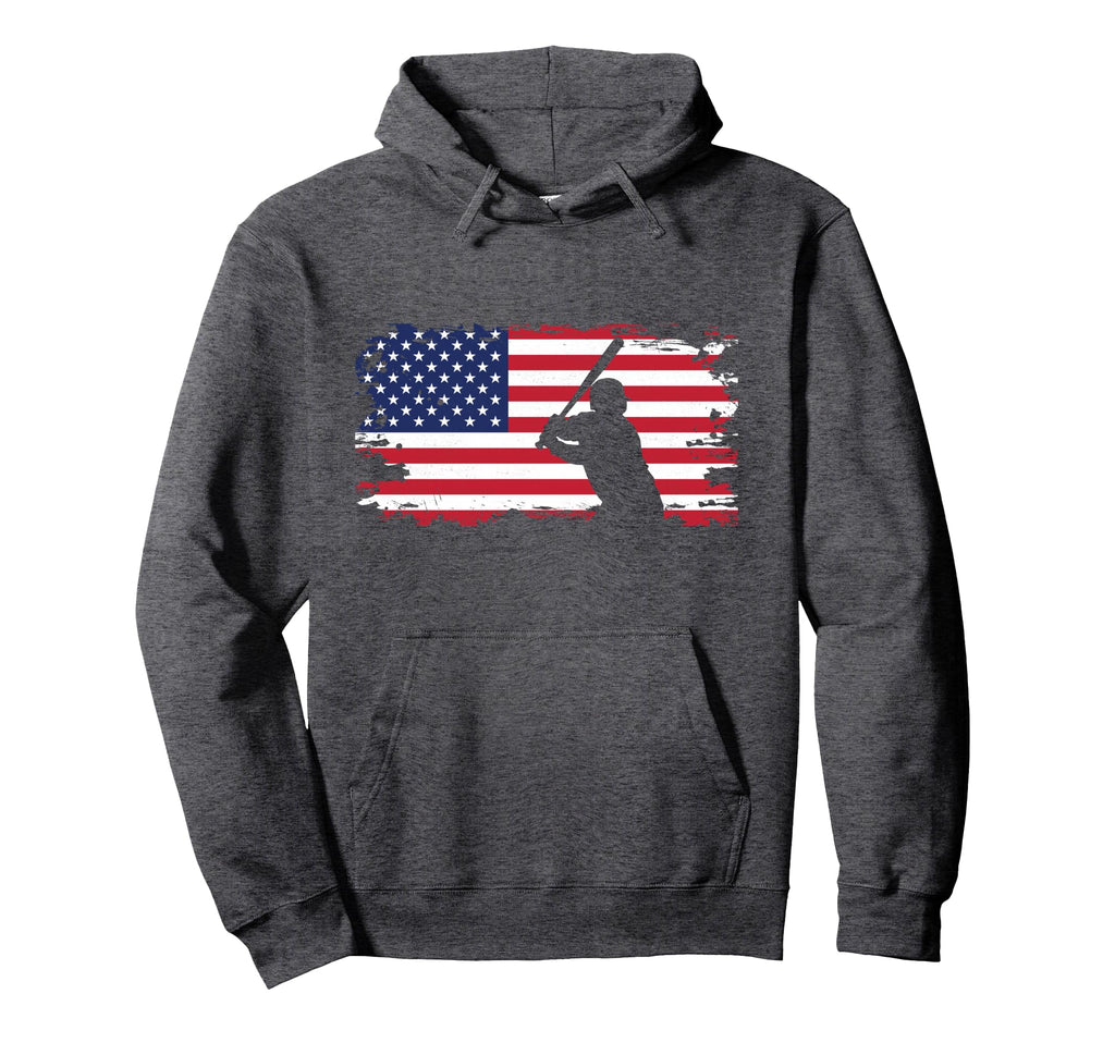 American Flag Baseball Baseball Hoodie - Aesthetic Graphic Unisex - T-Shirt, Sweatshirt, Hoodie
