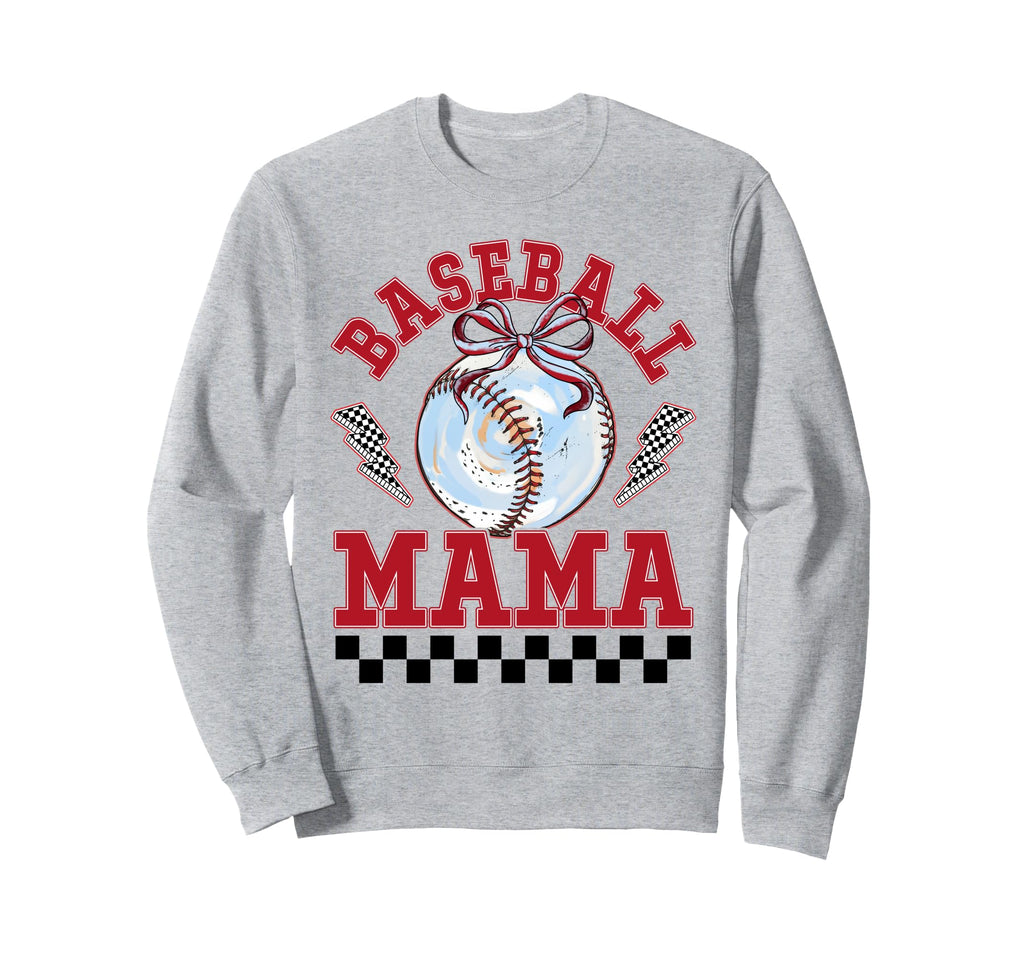 Baseball Mama Bow Softball Mom Sweatshirt - Fun Novelty Design Men Women - T-Shirt, Sweatshirt, Hoodie