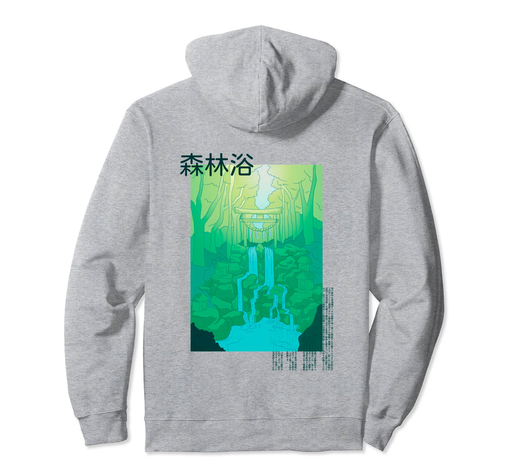 Japanese Waterfall Green Aesthetic Hoodie - Fun Novelty Design for Adults - T-Shirt, Sweatshirt, Hoodie