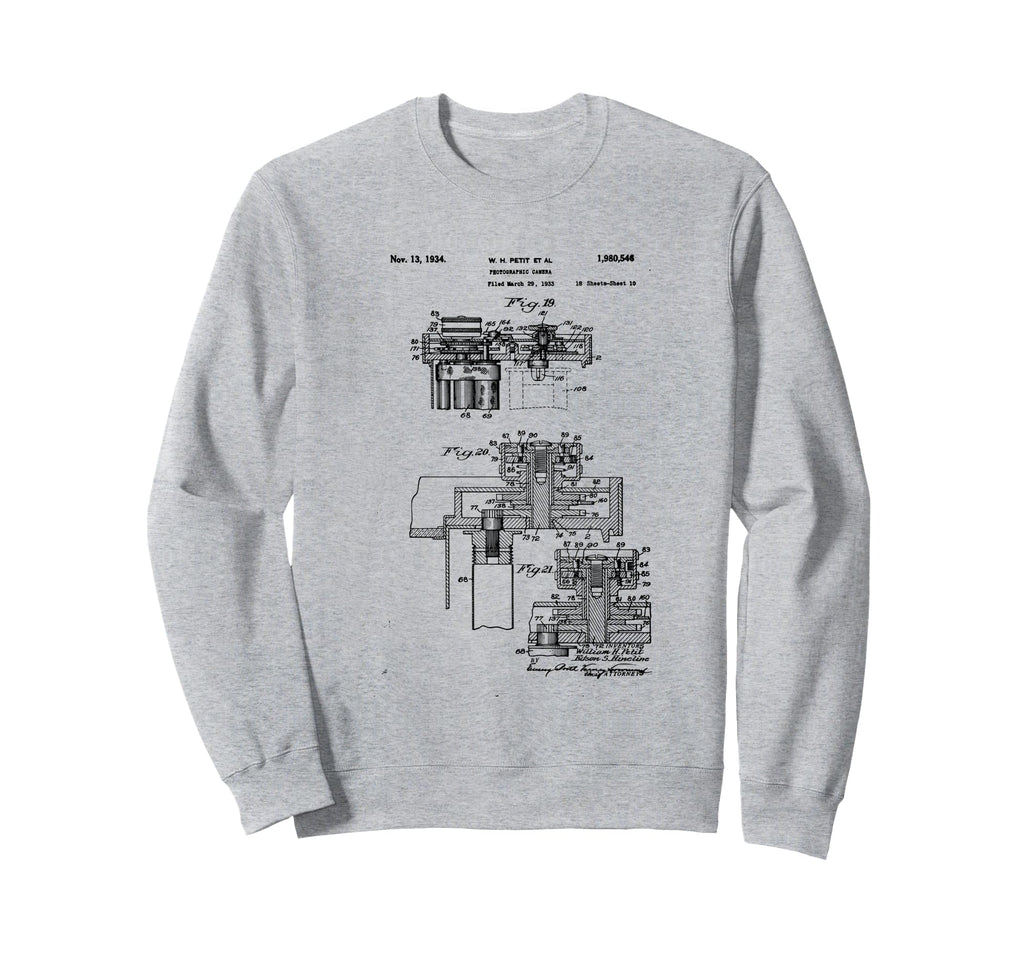Camera Photographic Patent Sweatshirt - Casual Everyday Wear for Adults - T-Shirt, Sweatshirt, Hoodie