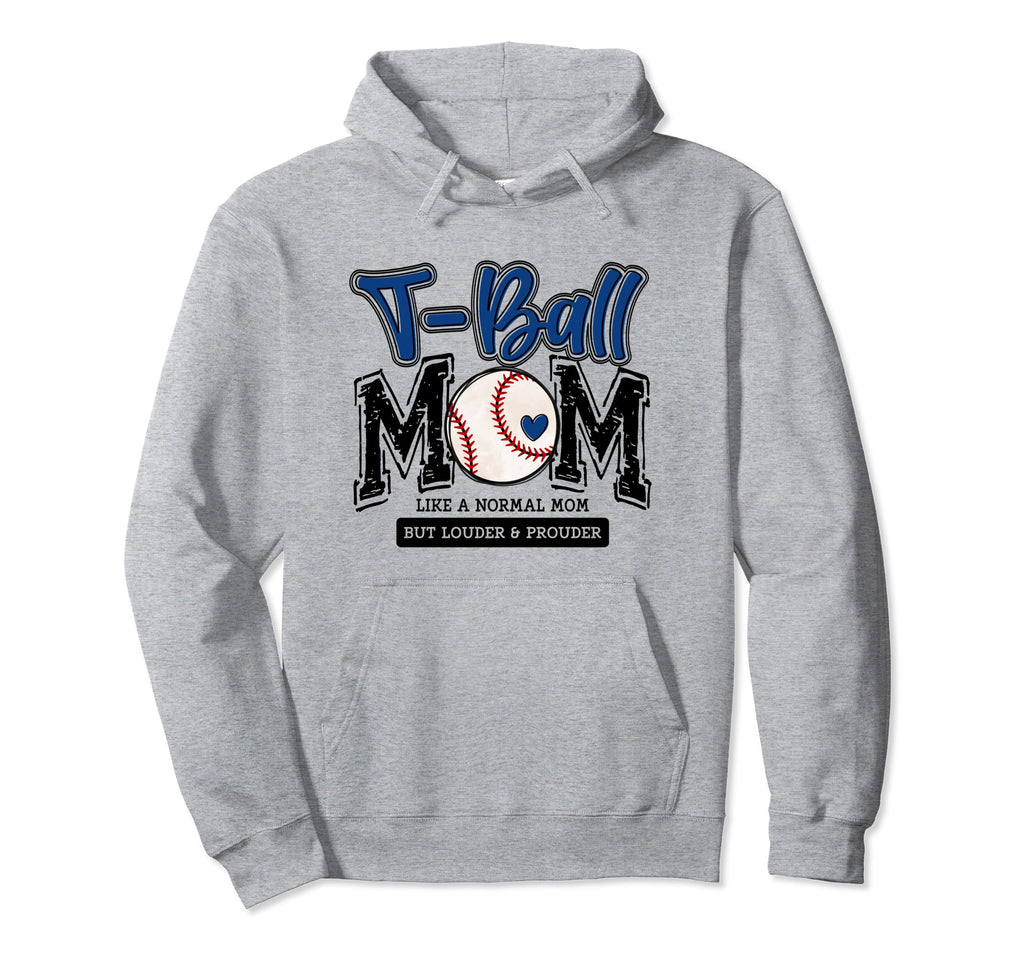 T Ball Mom Blue Varsity Baseball Mama Hoodie - Trendy Graphic for Adults - T-Shirt, Sweatshirt, Hoodie