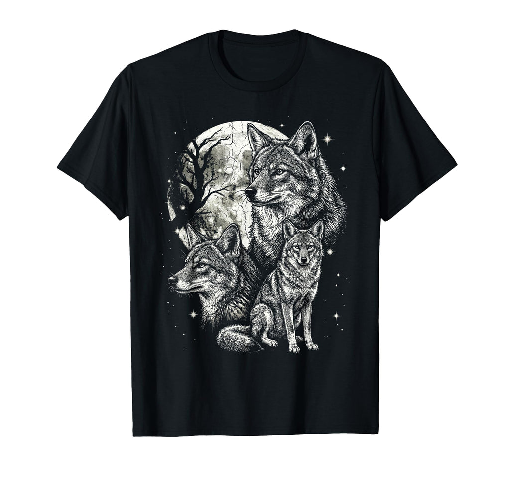Wolf 90S Aesthetic Y2K Wolf Moon T-Shirt - Novelty Apparel Men Women - T-Shirt, Sweatshirt, Hoodie