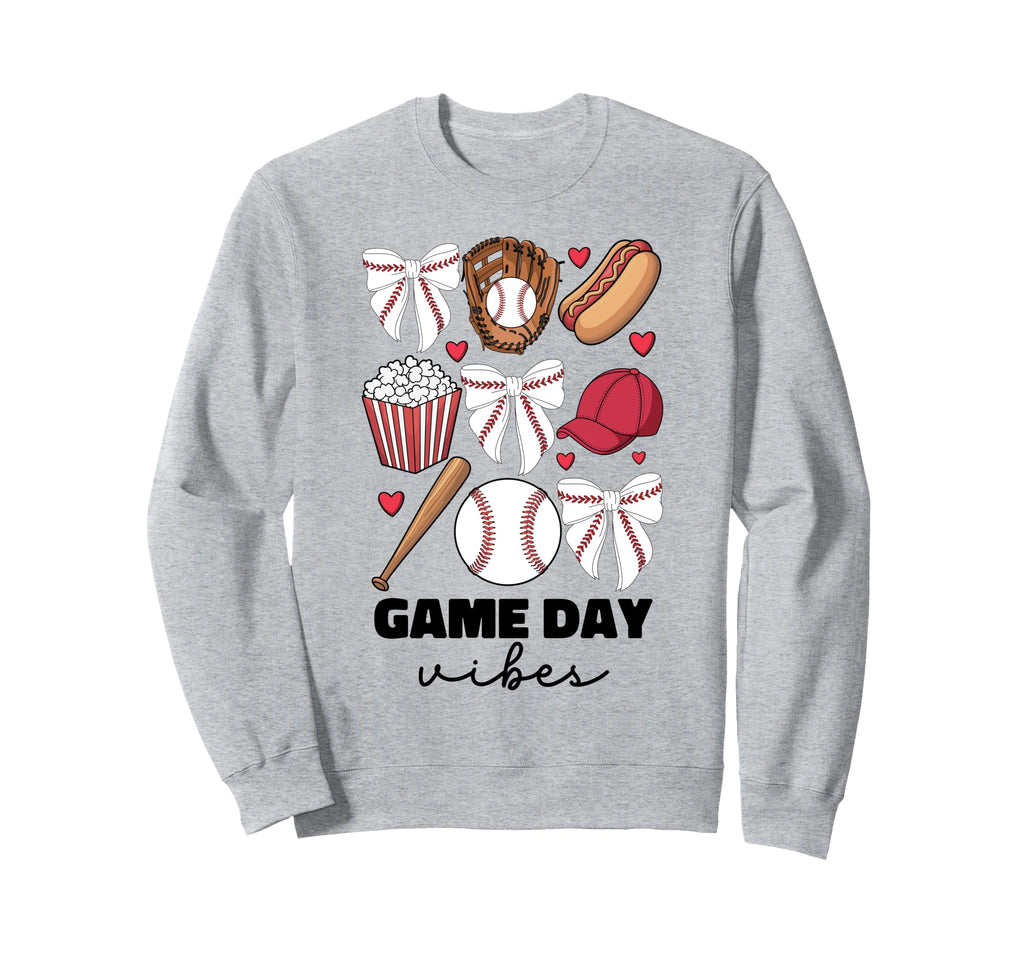 Game Day Vibes Coquette Bow Baseball Sweatshirt - Minimalist Print Unisex - T-Shirt, Sweatshirt, Hoodie