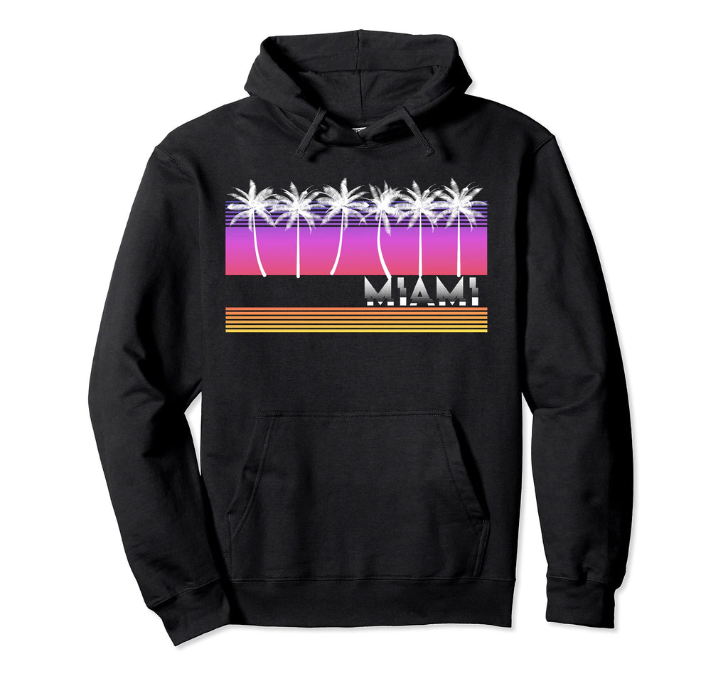 Miami Florida Beach 80S 90S Vaporwave Hoodie - Unique Graphic for Adults - T-Shirt, Sweatshirt, Hoodie
