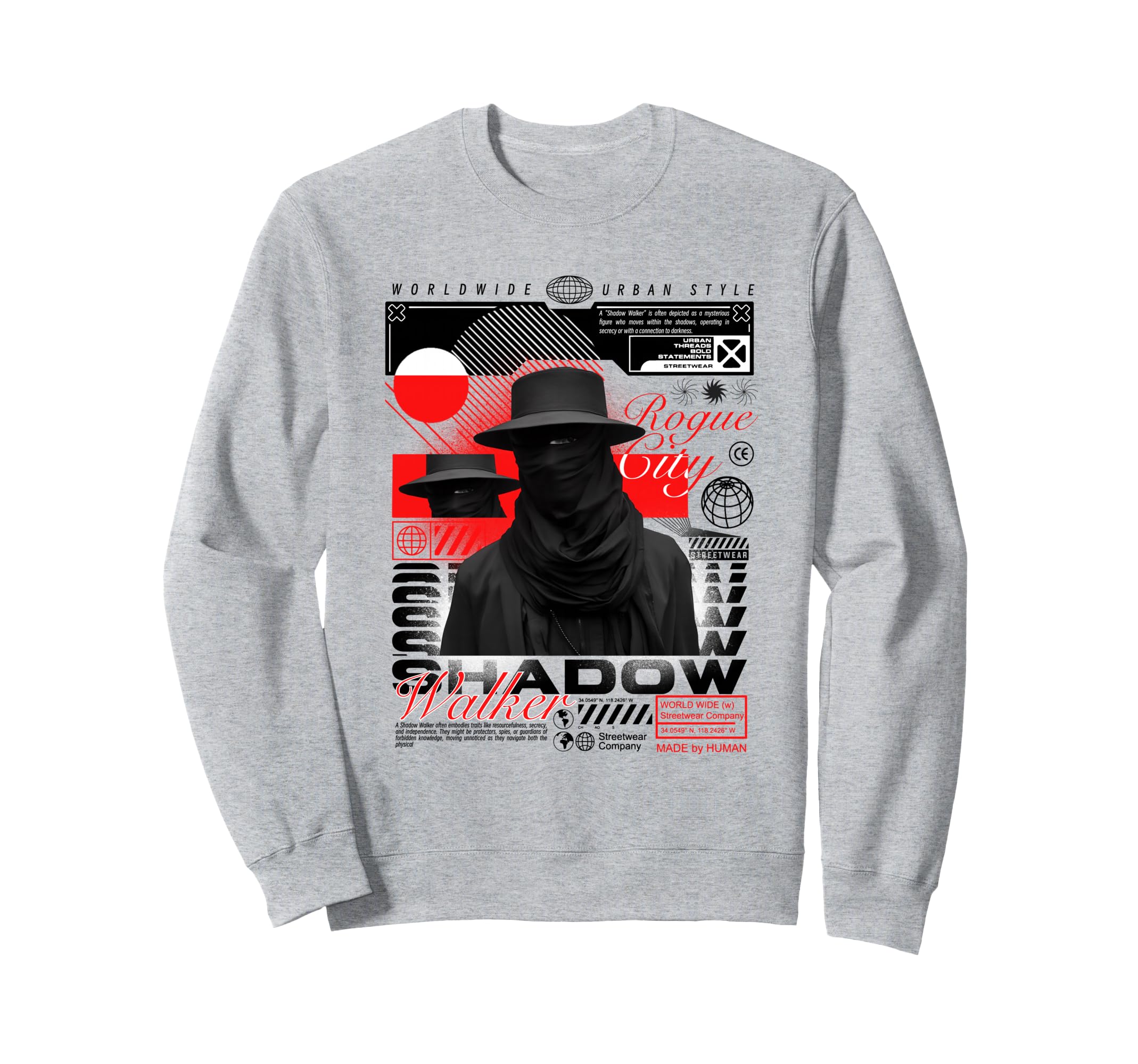 Y2K Shadow Walker Bold Urban Sweatshirt - Minimalist Print Men Women - T-Shirt, Sweatshirt, Hoodie