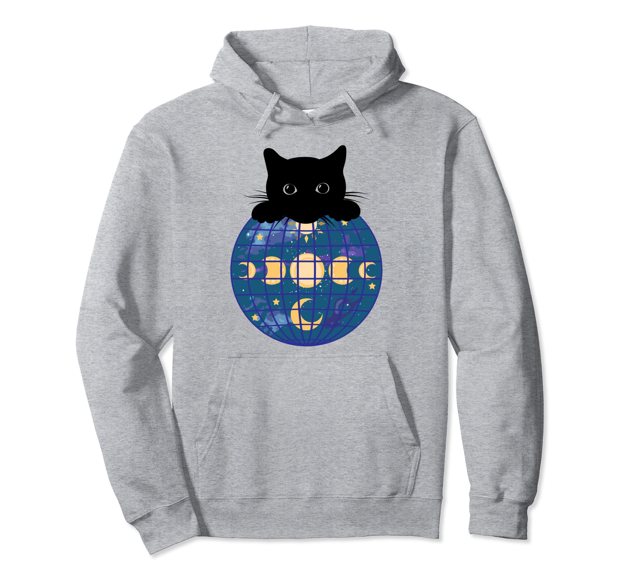 Aesthetic Disco Ball Celestial Black Hoodie - Minimalist Print for Adults - T-Shirt, Sweatshirt, Hoodie