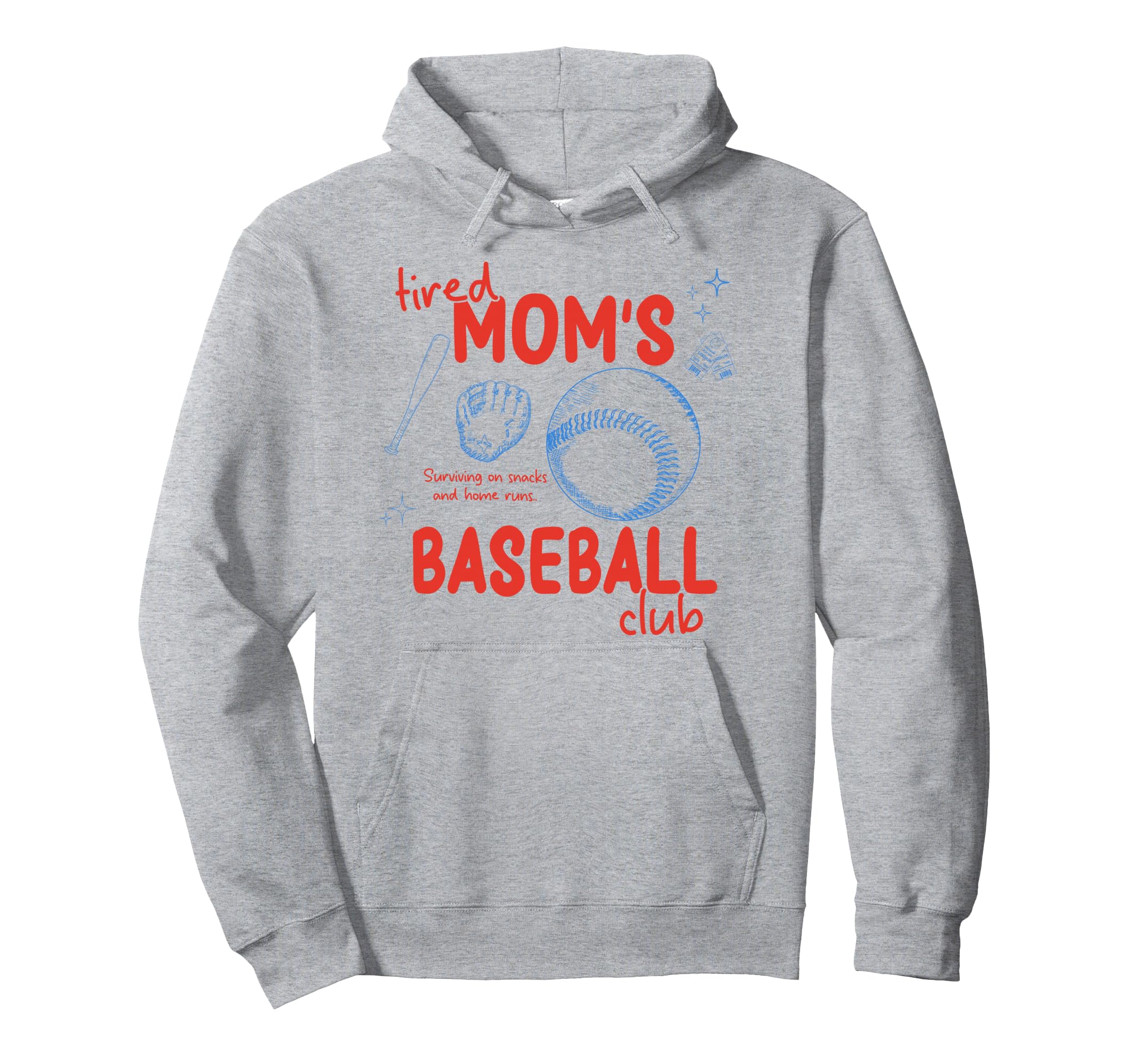 Funny Tired Baseball Mom Club Baseball Hoodie - Graphic Print Men Women - T-Shirt, Sweatshirt, Hoodie